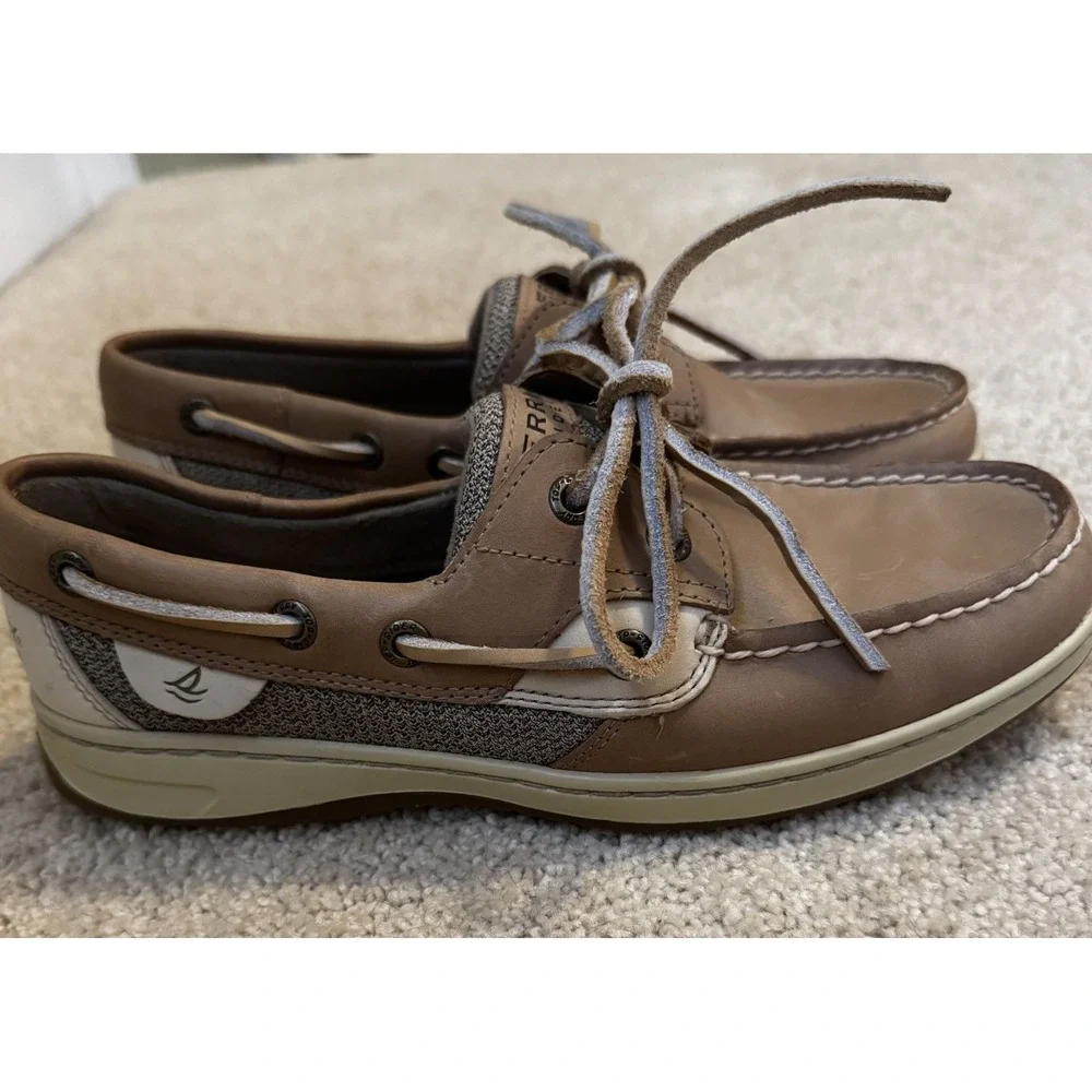 Sperry Top-Siders Leather Women's Boat‎ Shoes In Size 6.5 New Oat And Linen